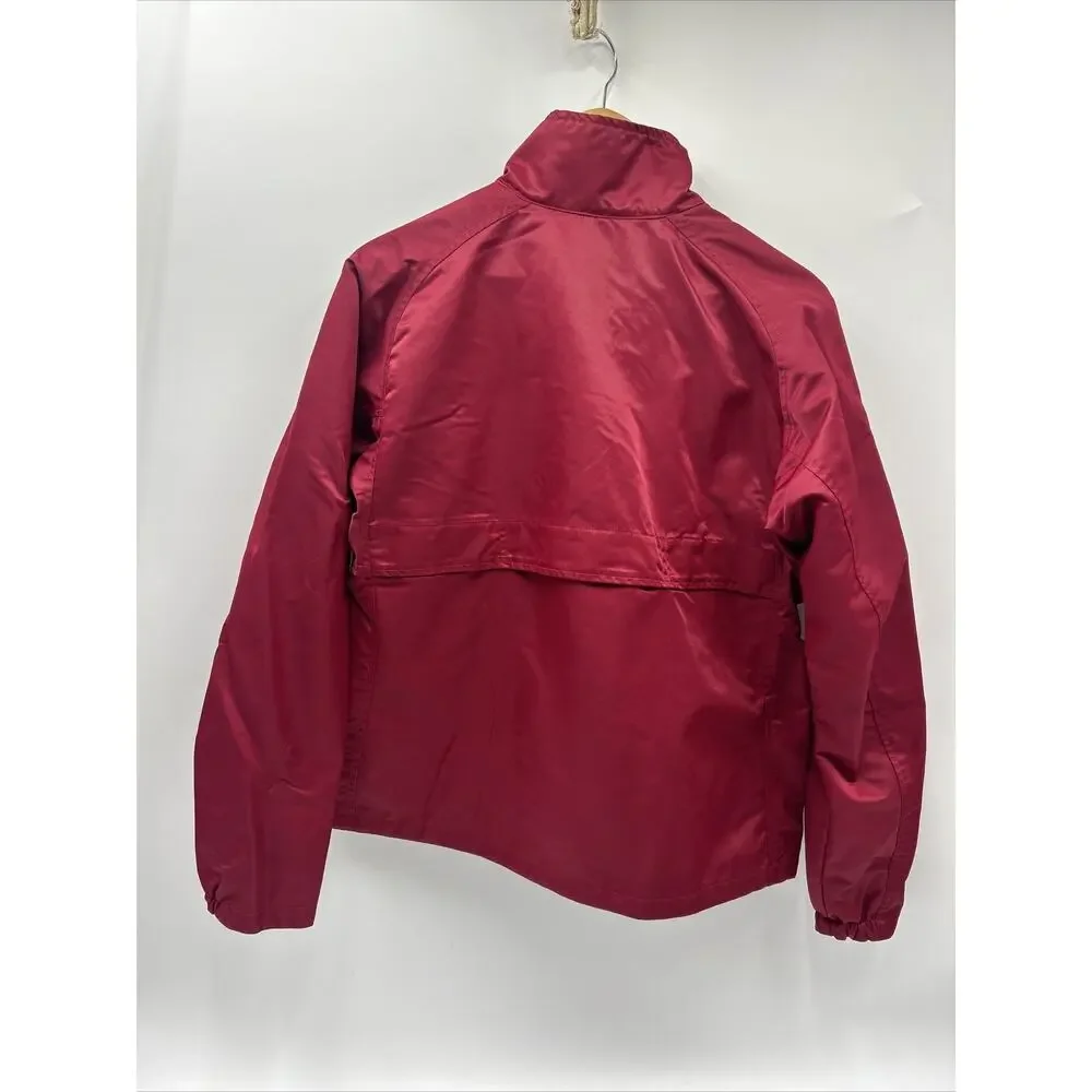 VINTAGE Nike Jacket Full Zip Front Maroon Jacket Pockets Swoosh Women’s Size L - Picture 4 of 11